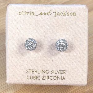 Brand New Olivia and Jackson Sterling Silver Cubic Zirconia Post Earrings